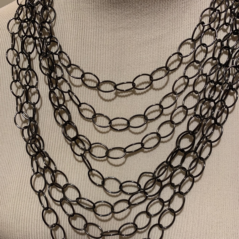 Amrita Singh Gunmetal Bib Link Necklace